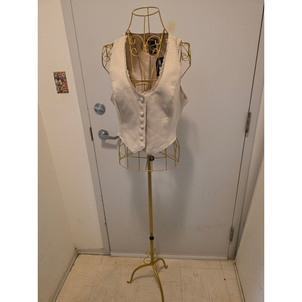 NWT Thorn & Fable Women's Beige Vest Small Polyester Rayon Blend